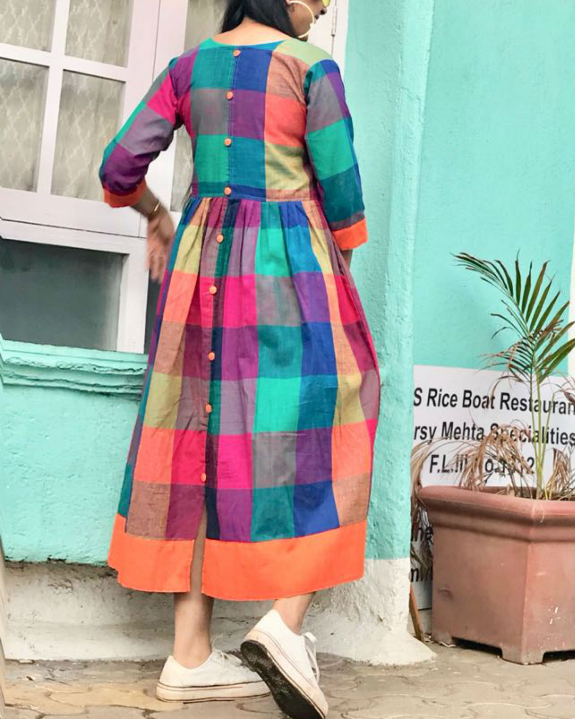 multicolor checks dress material