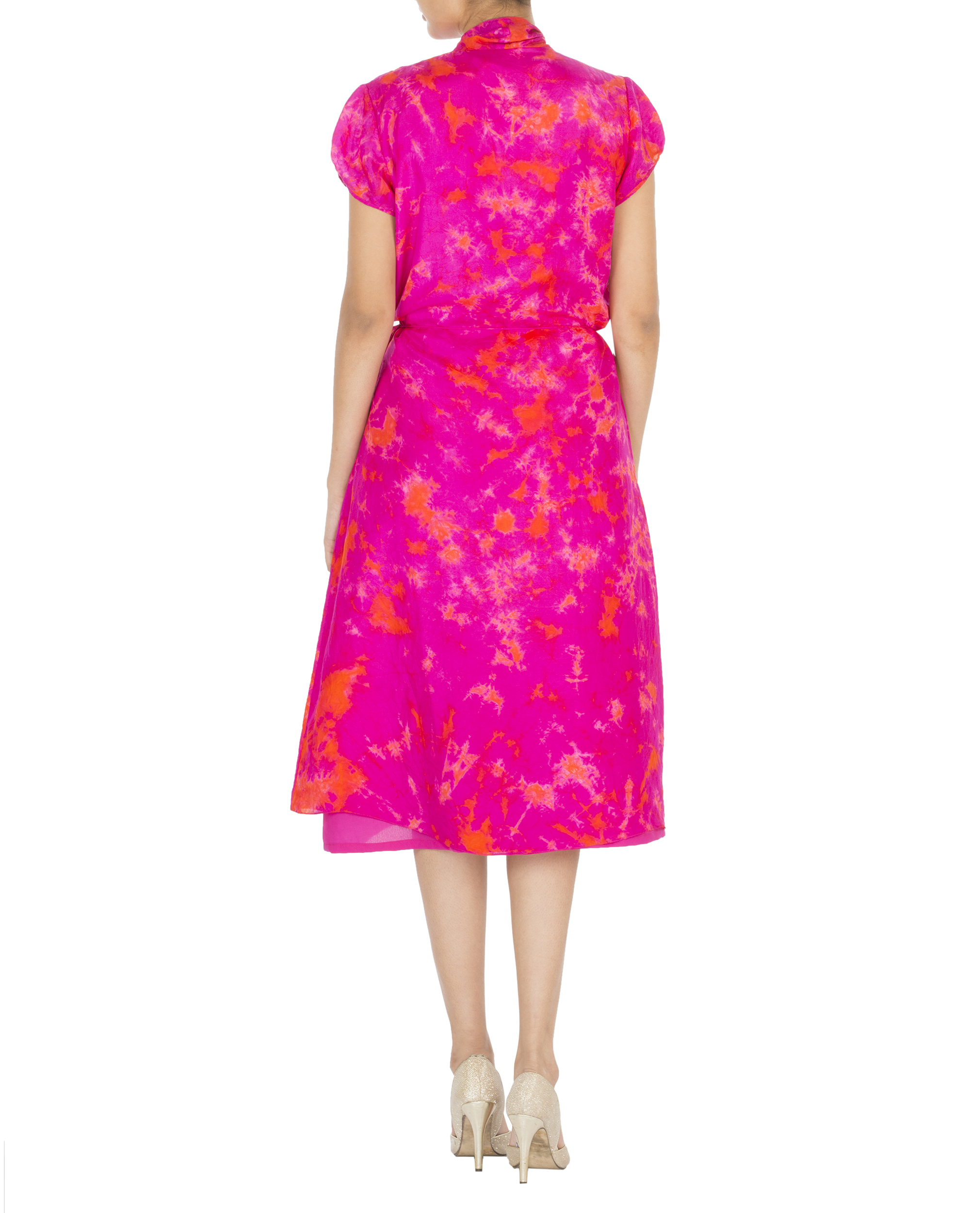Pink and orange tie dye dress by Lotus Sutr The Secret Label