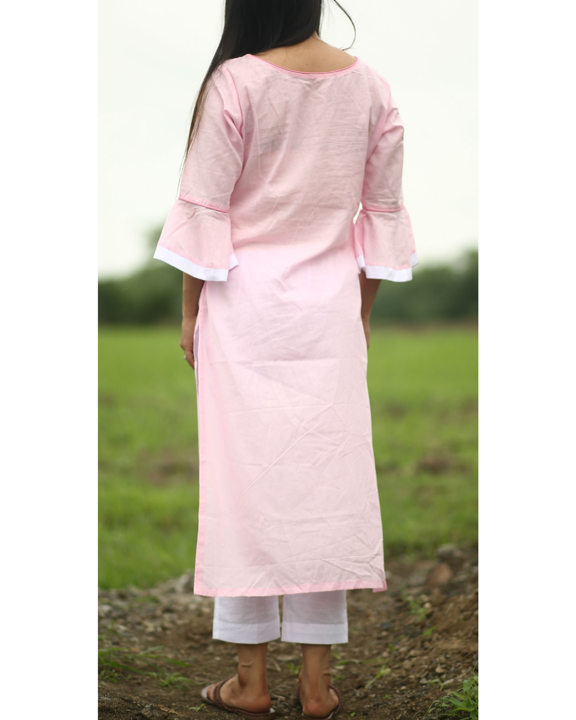 Baby pink embroidered kurta by Crimson | The Secret Label