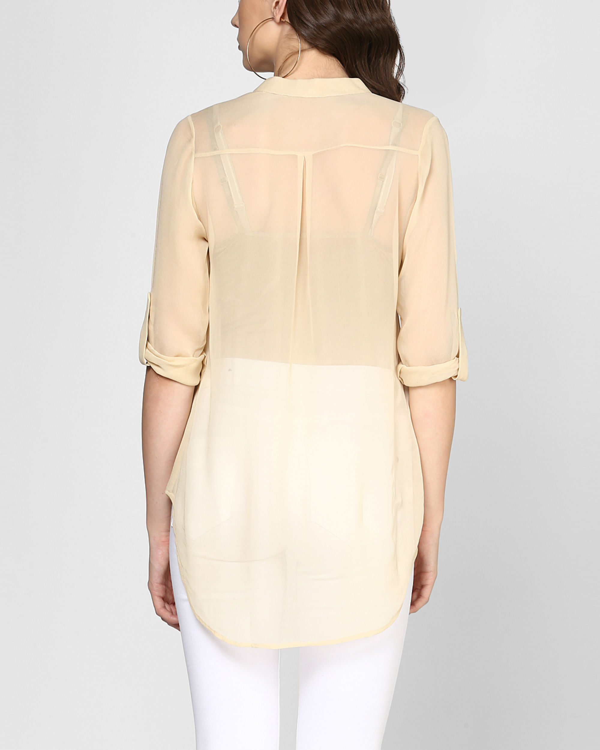 Beige embroidered sheer top by PaaR The Secret Label