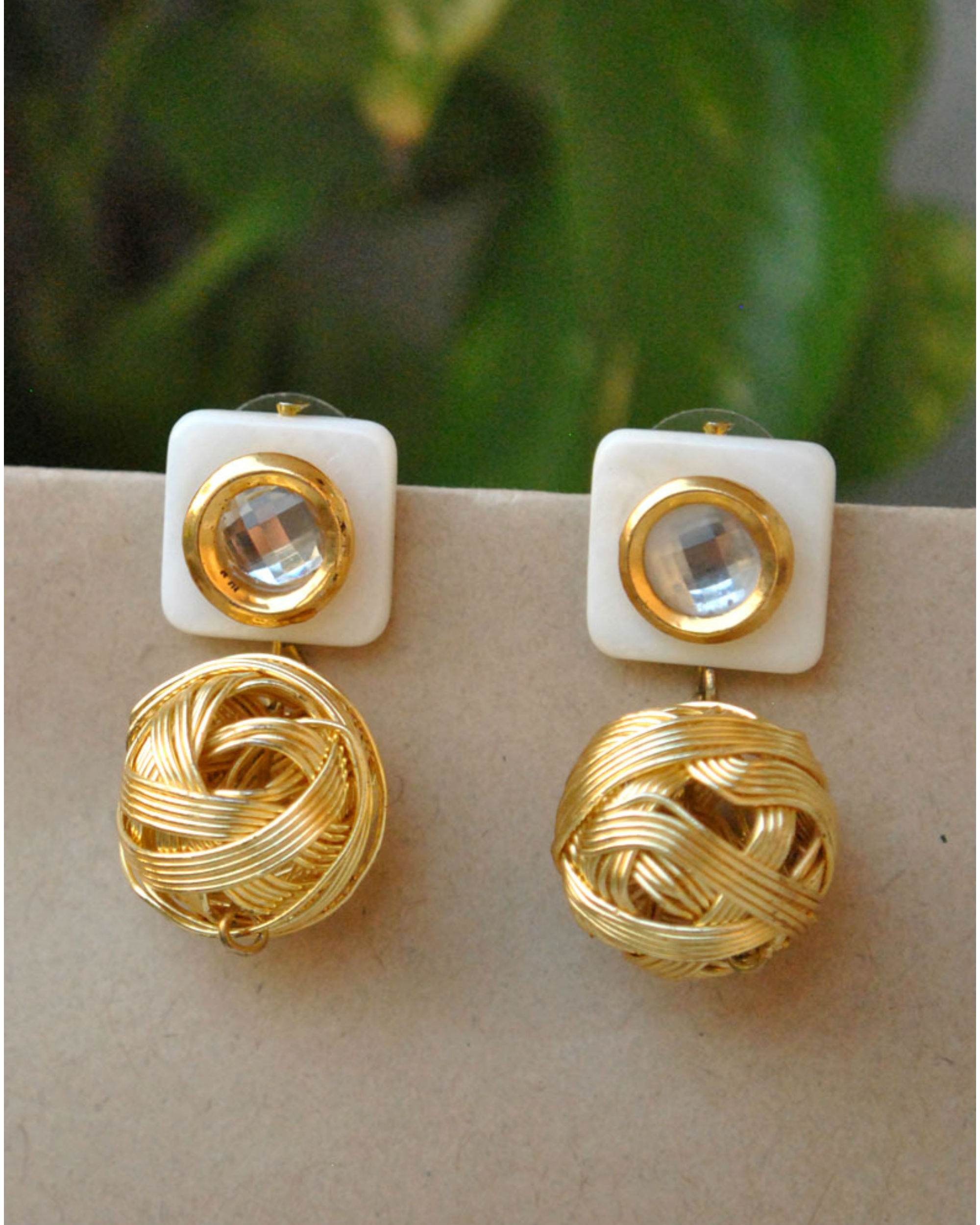 Woven ball earrings by Abhika Creations The Secret Label
