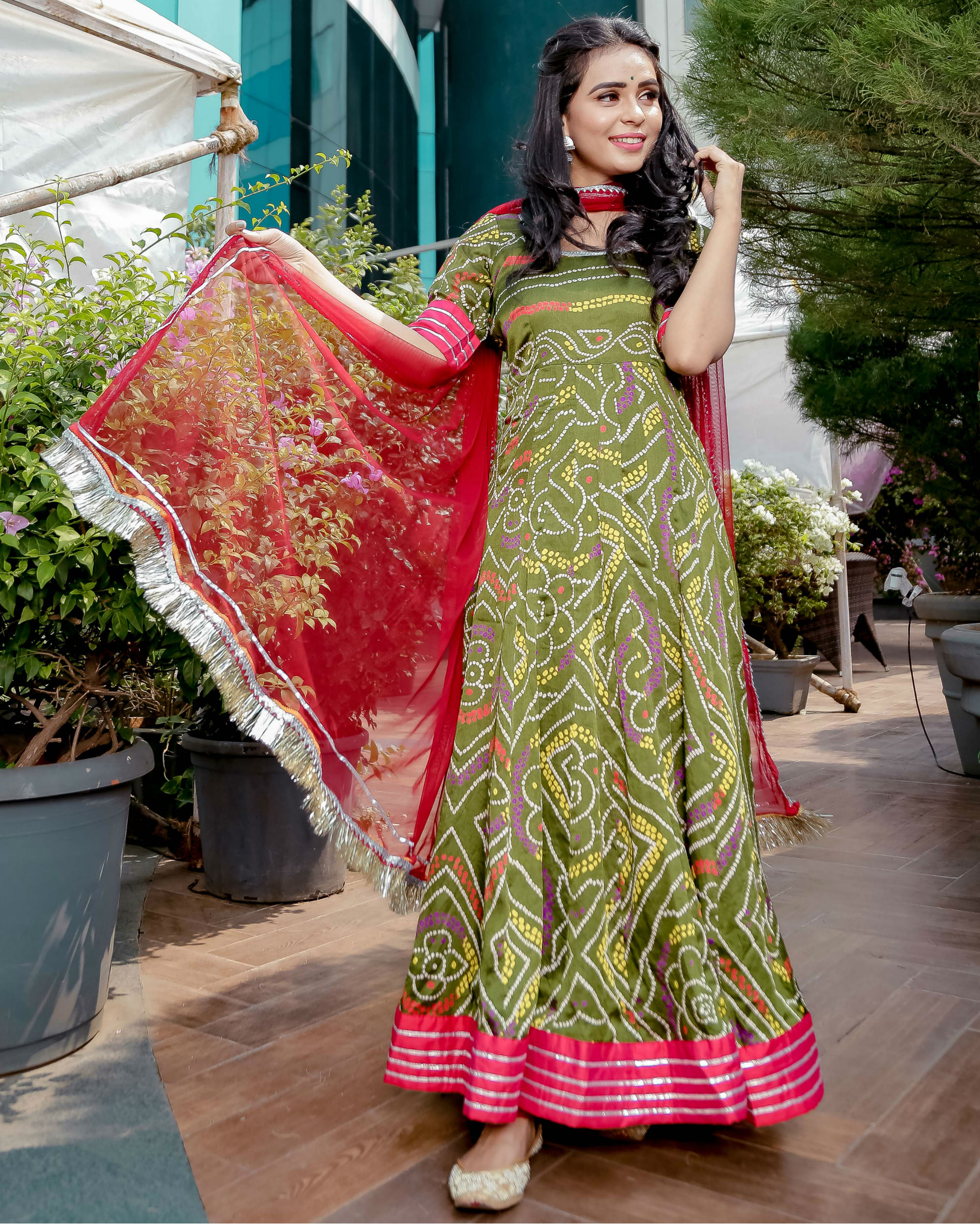 bandhani anarkali suits
