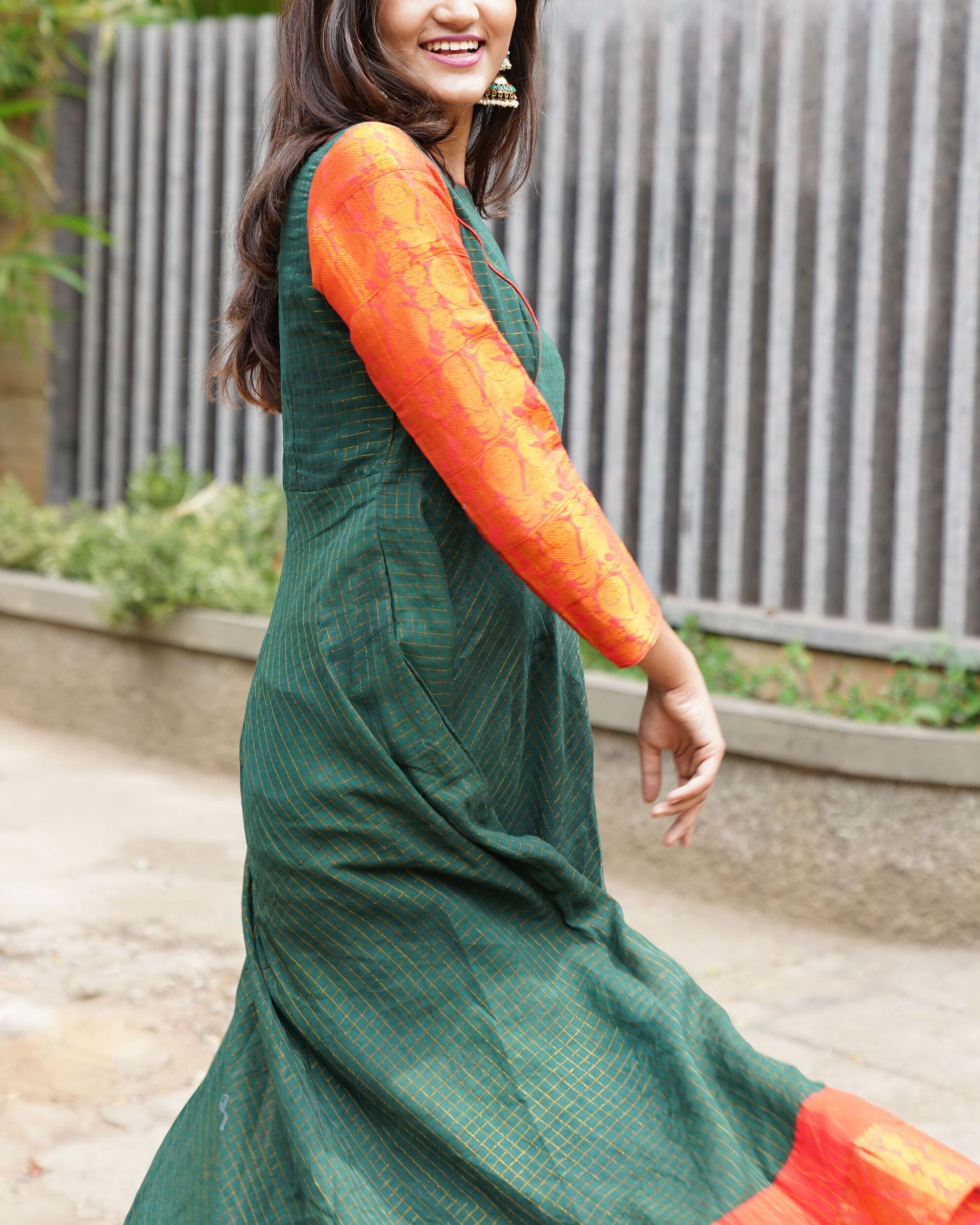Green and orange dress by Ekanta The Secret Label
