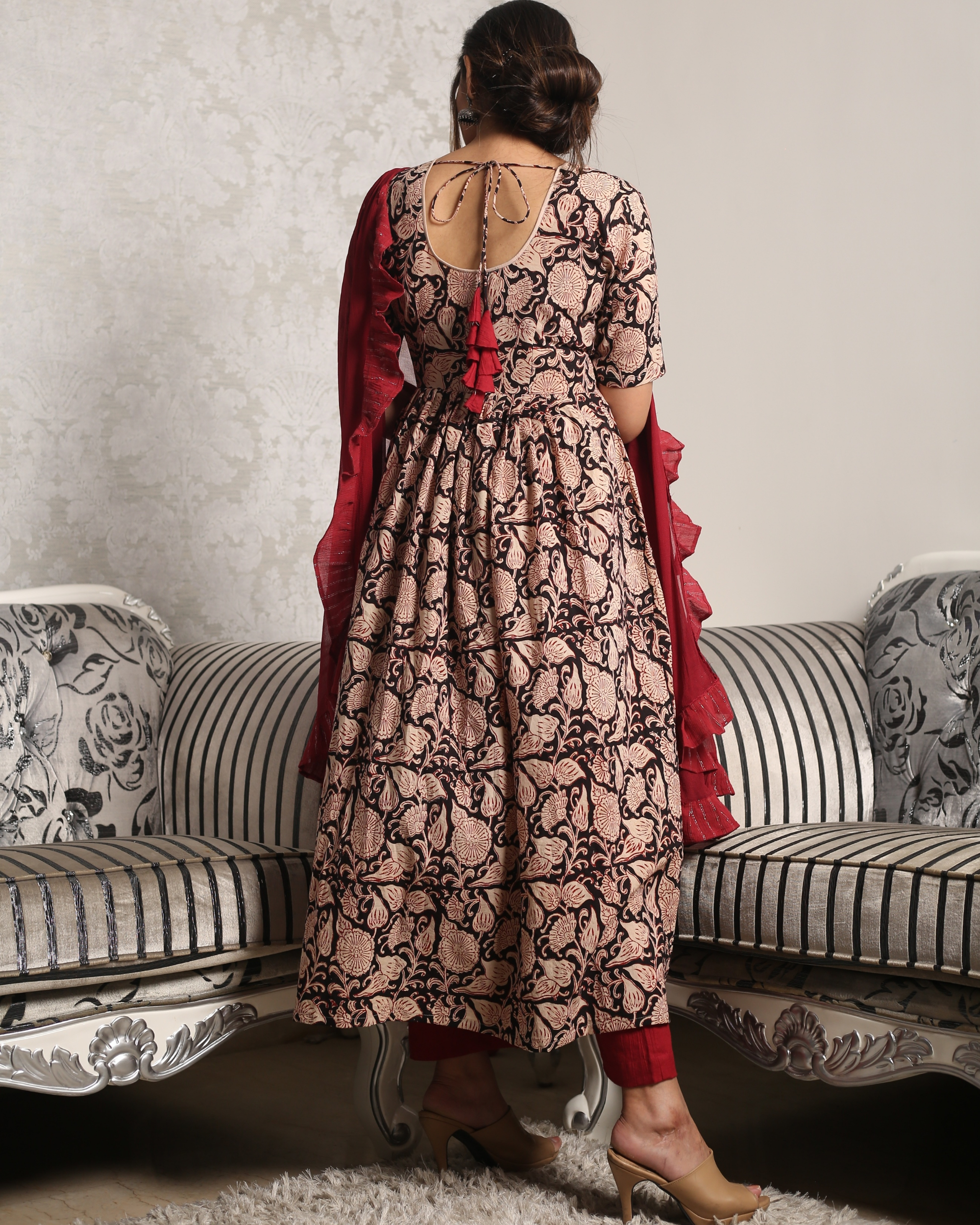 ruffle dupatta with gown