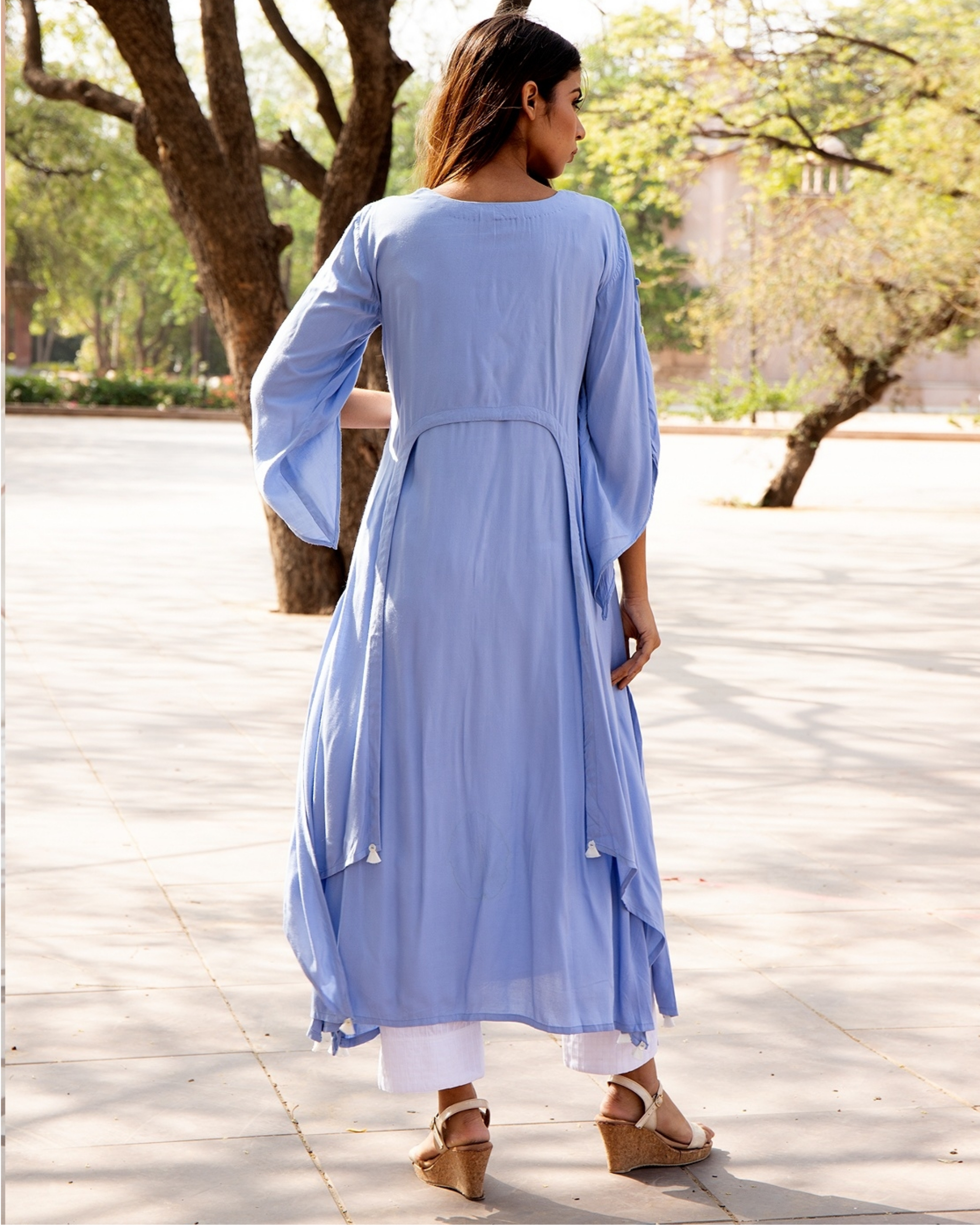 light blue tunic blouse