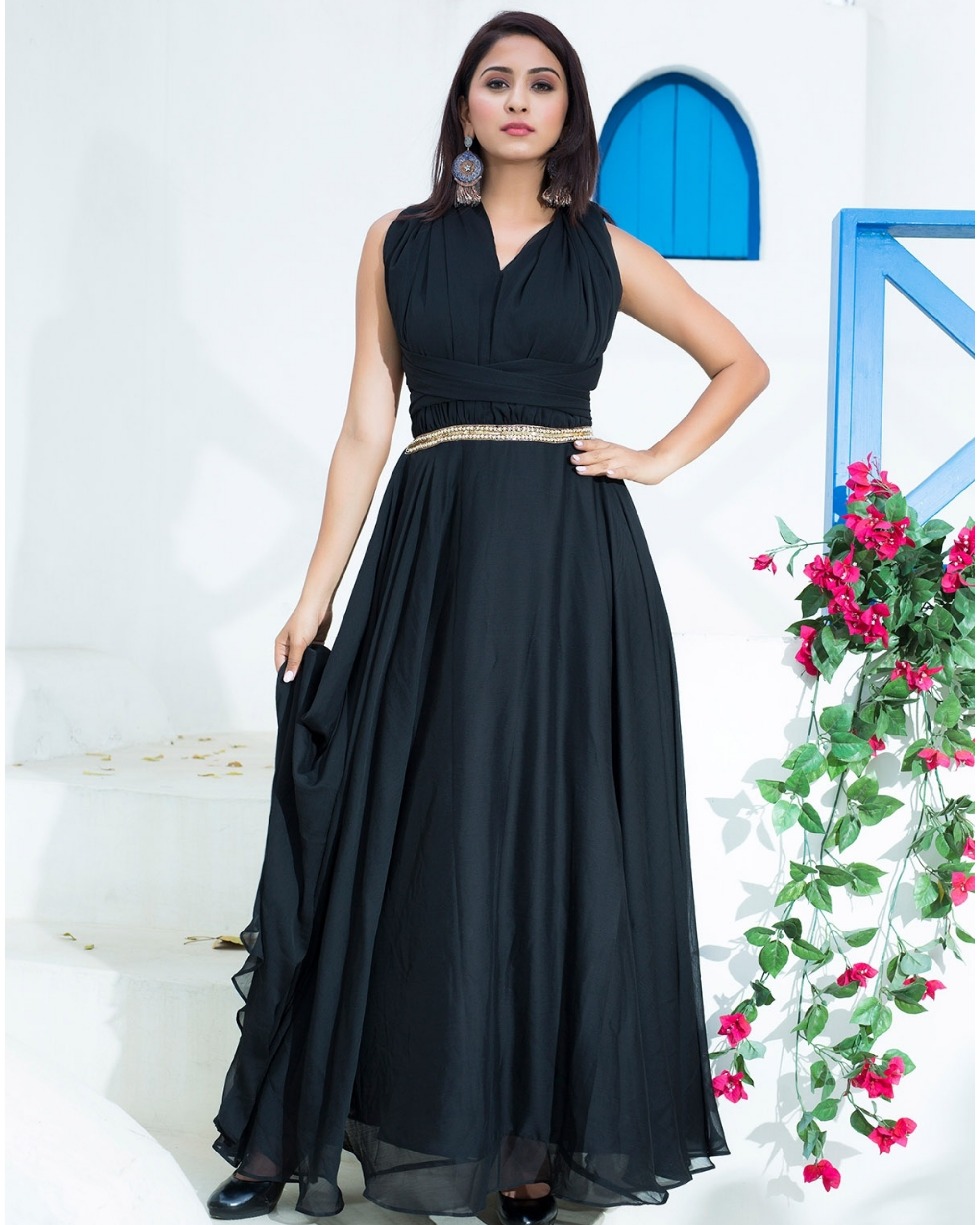 Black chiffon gown by Ambraee | The Secret Label