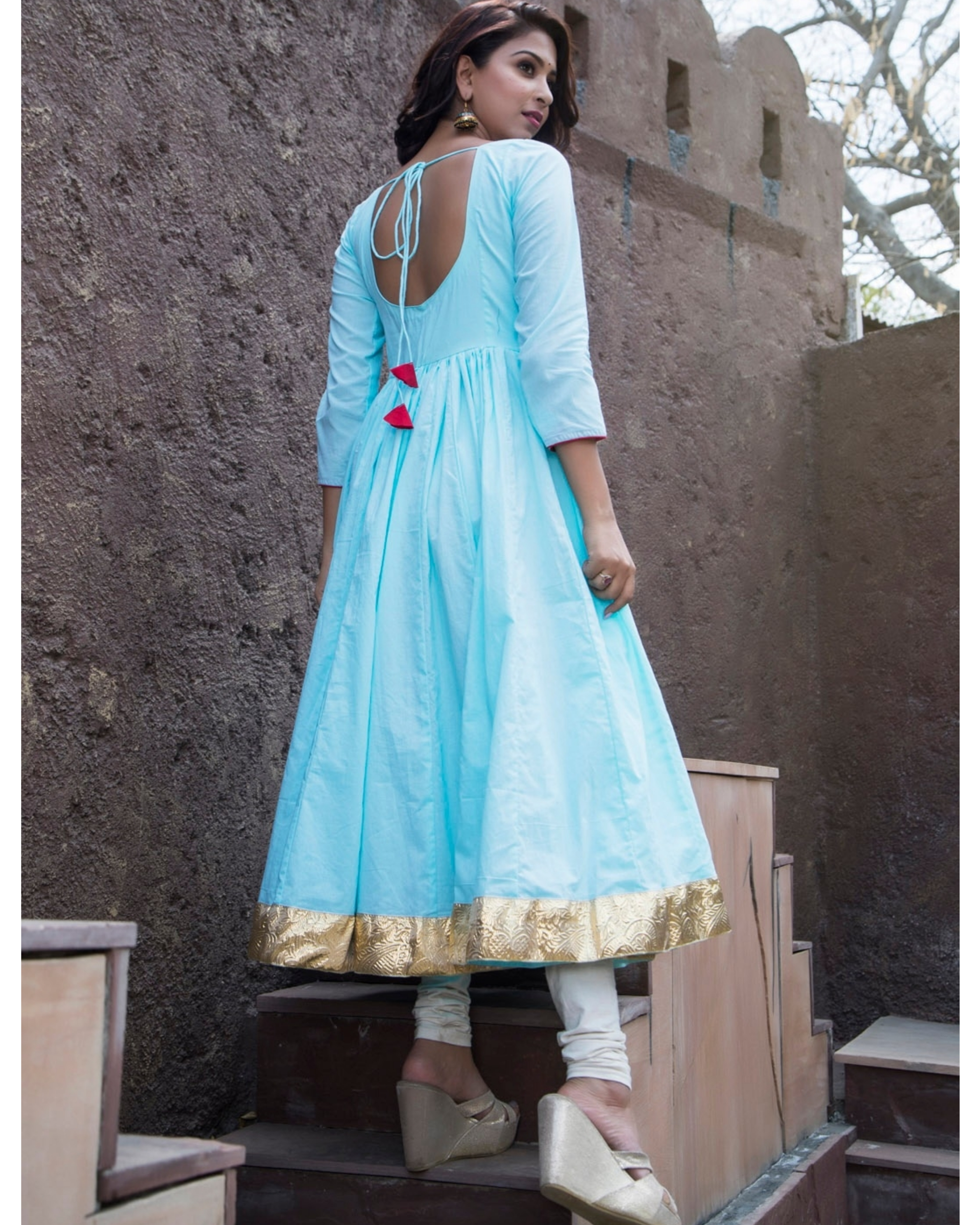 Sky blue kurta matching leggings hotsell