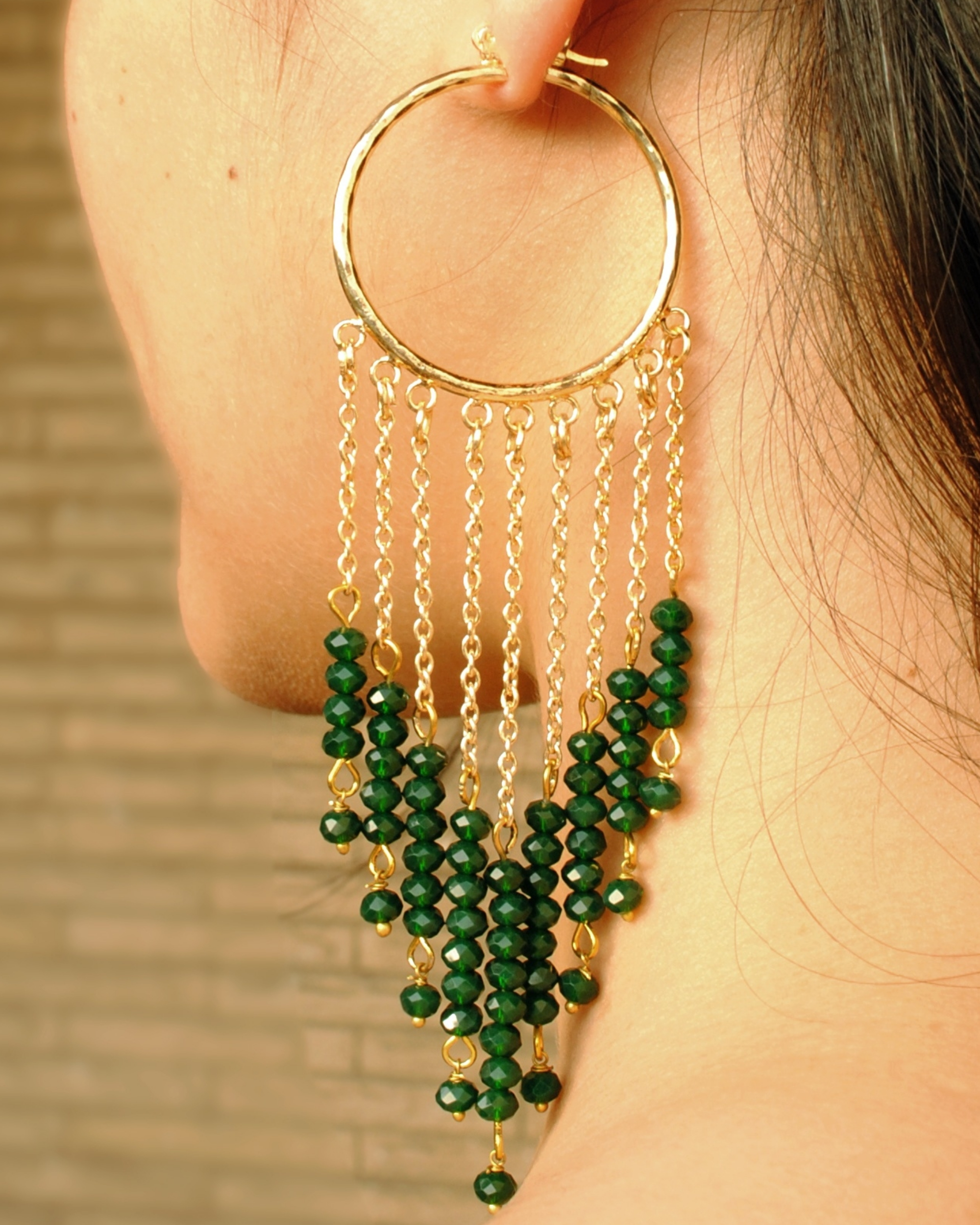 Download Green layered chain earrings by Abhika Creations | The ...