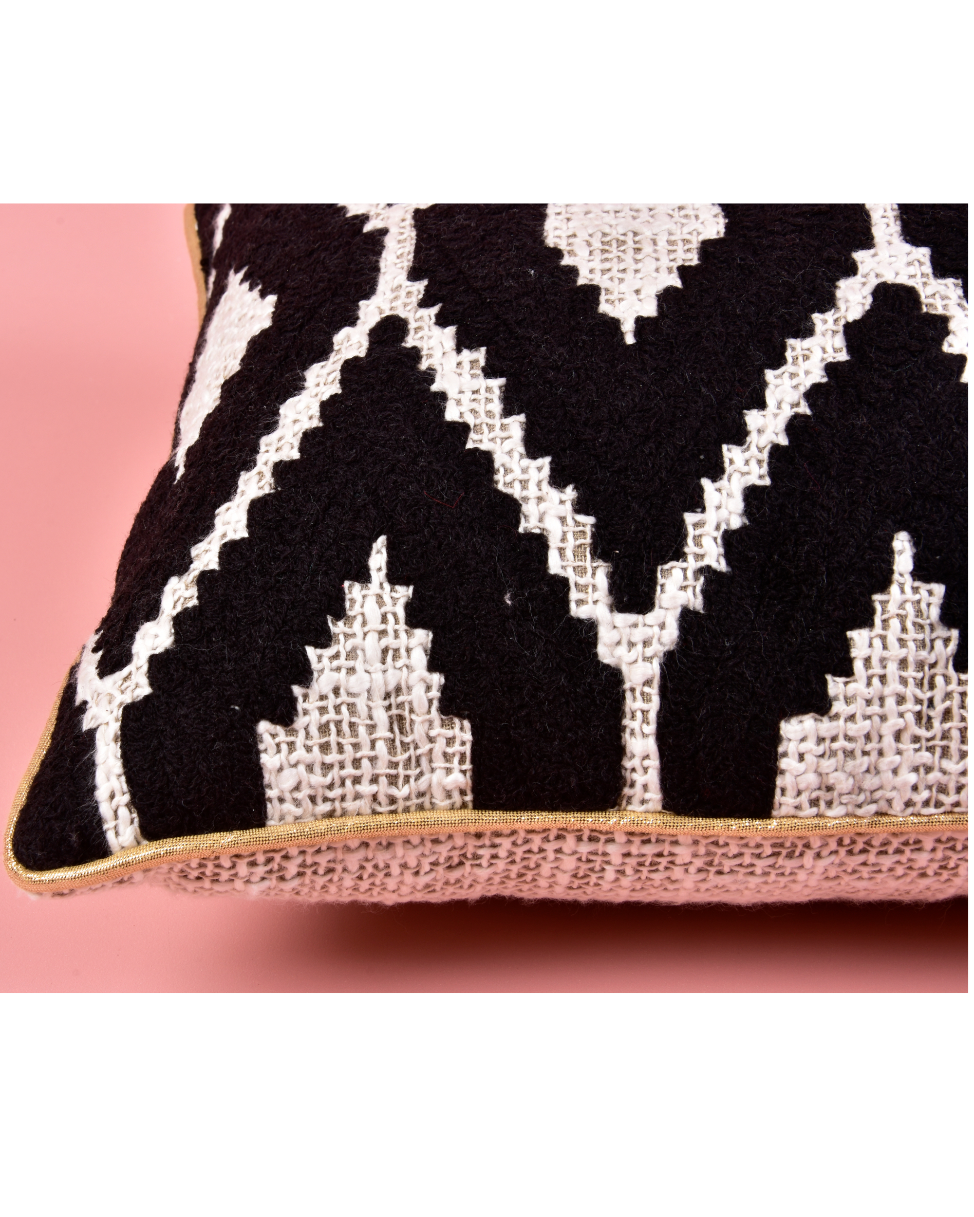 Geometric black and cream cushion cover by Skyy Living The Secret Label