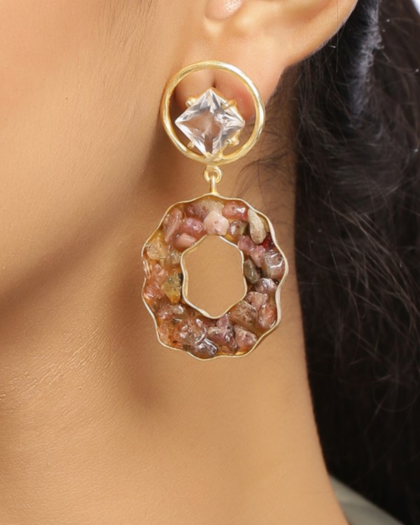 Rust brown crystalline statement earring by Nitaara The Secret Label