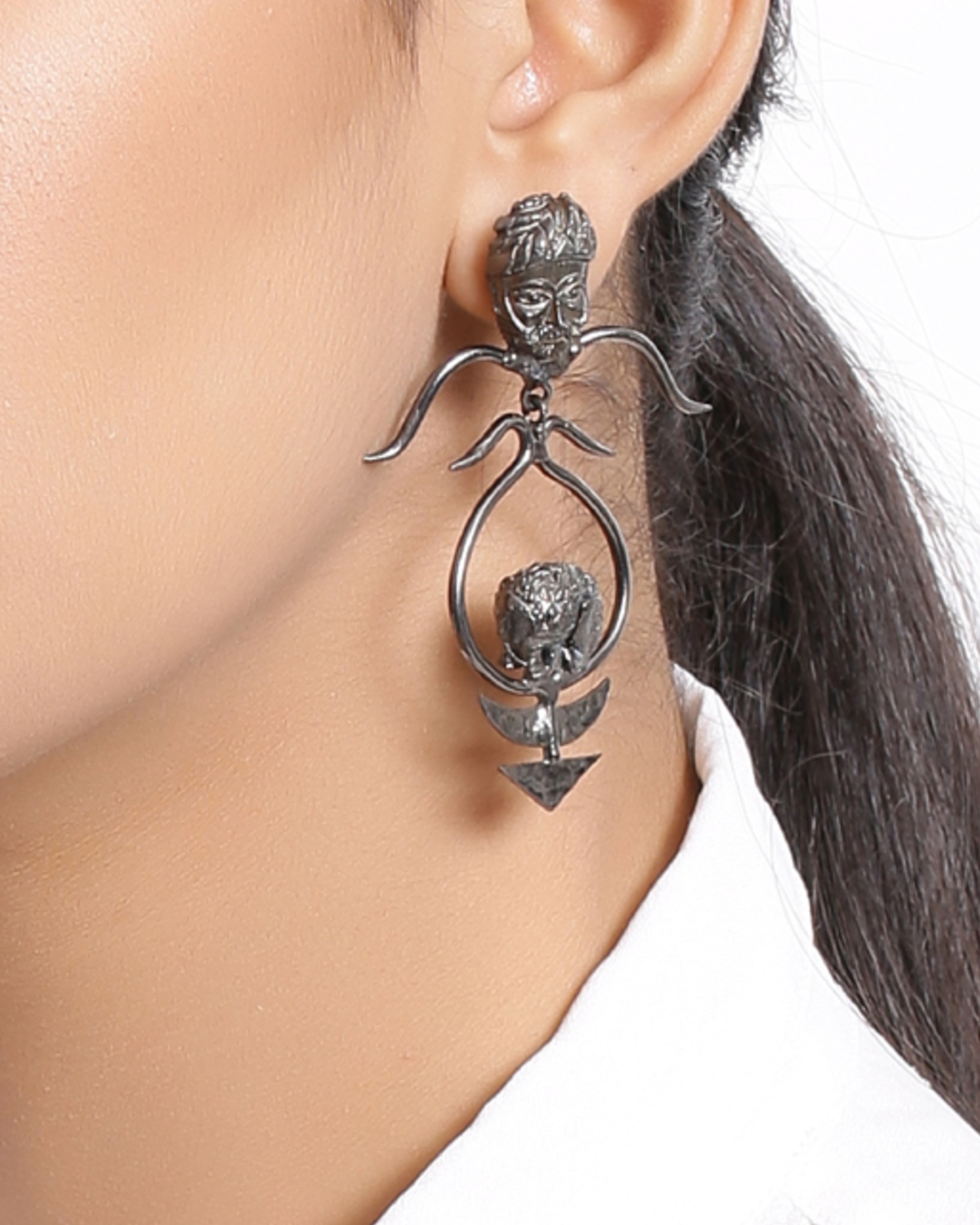 Black edgy drop earrings by Nitaara The Secret Label