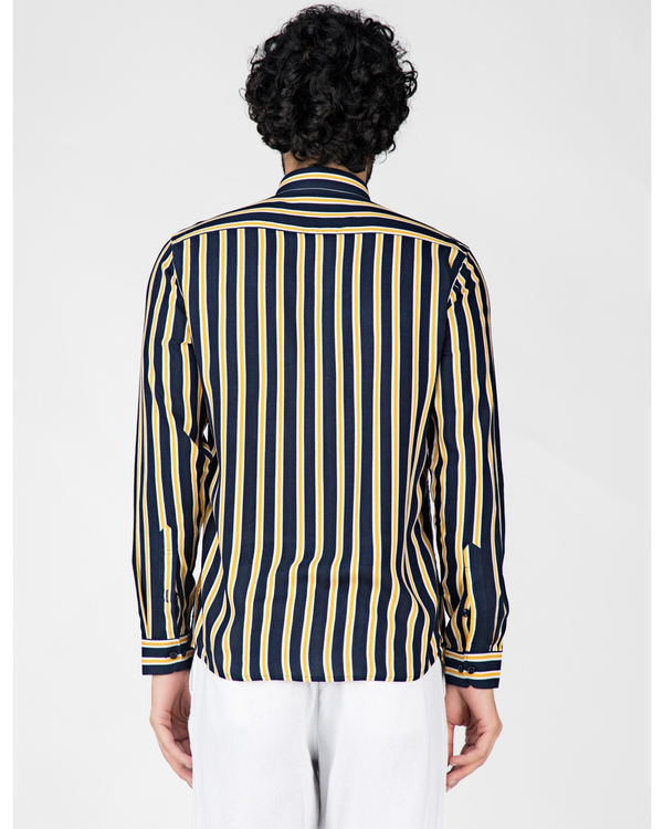 Yellow and blue striped casual shirt by Green Hill | The Secret Label