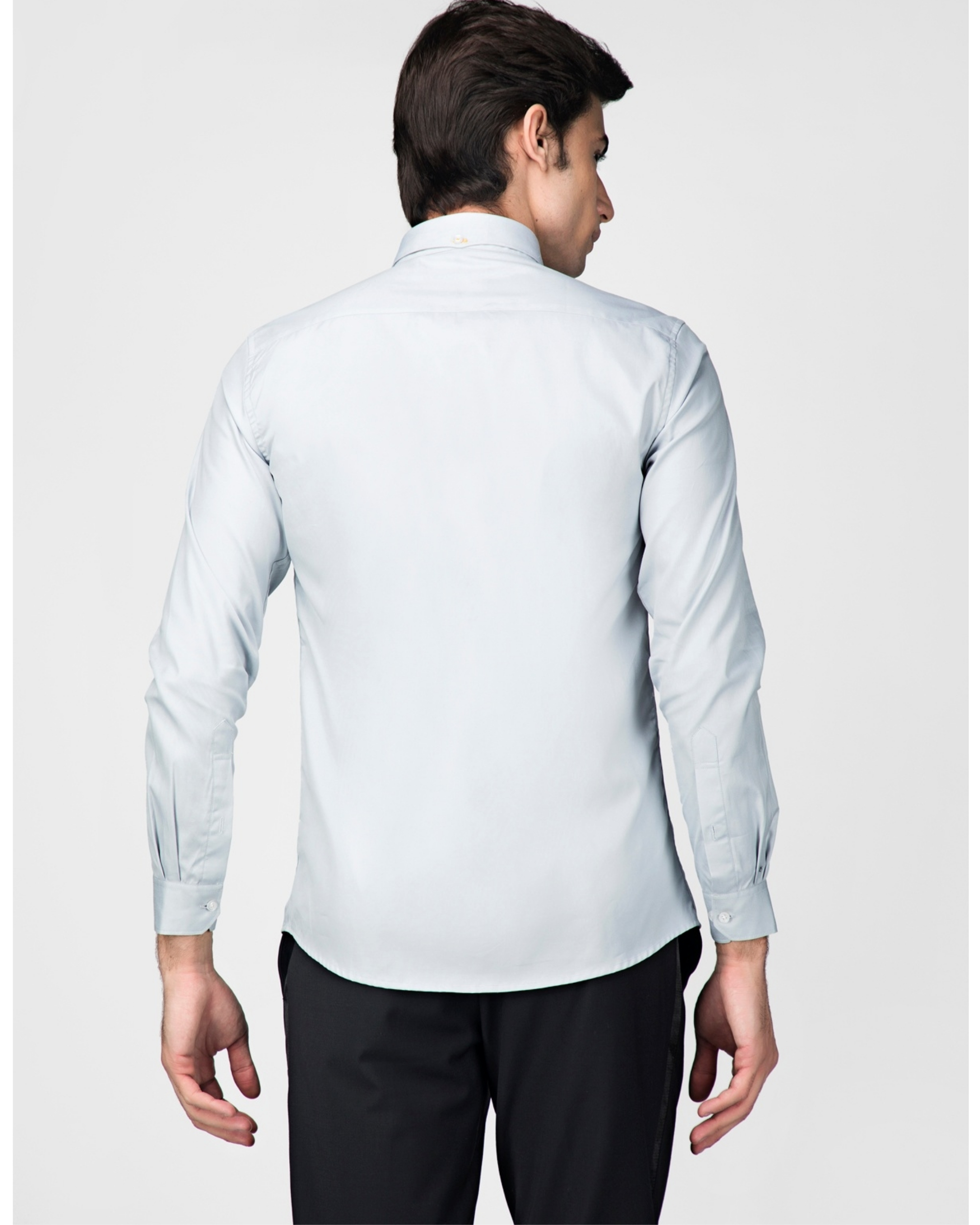 Light grey oxford embroidered shirt by Green Hill | The Secret Label