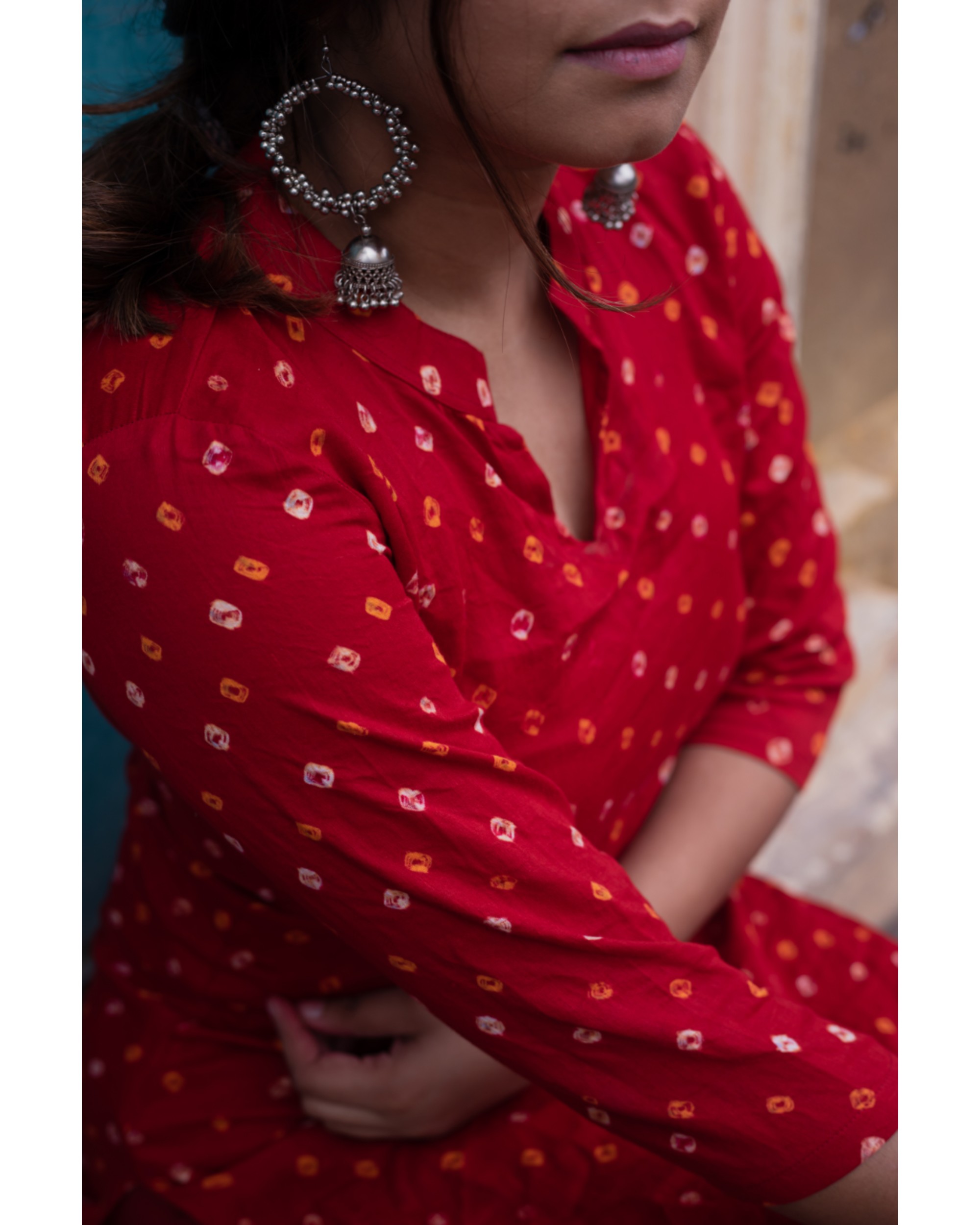 modern bandhani kurti neck designs