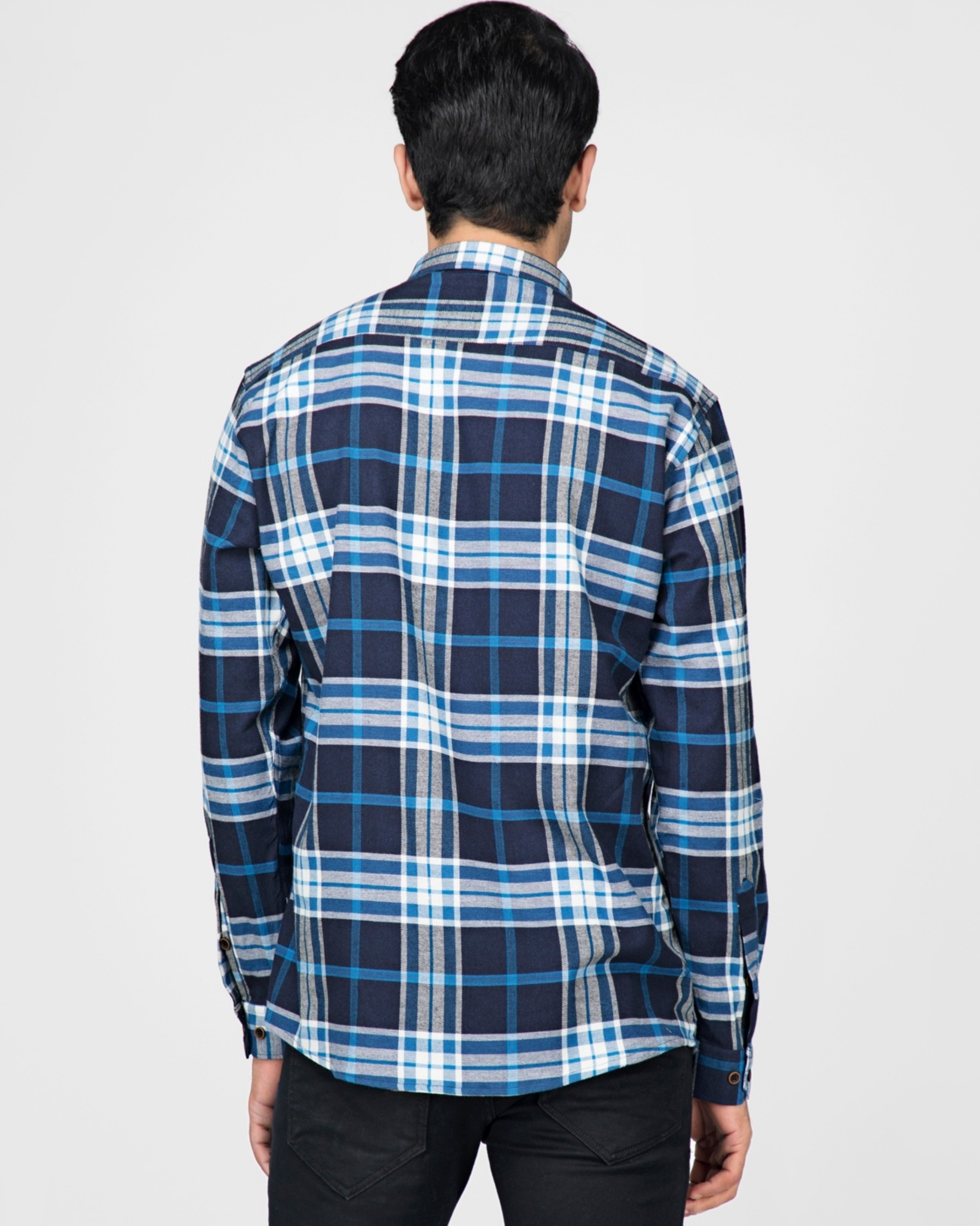 Navy blue and white plaid shirt by Green Hill | The Secret Label