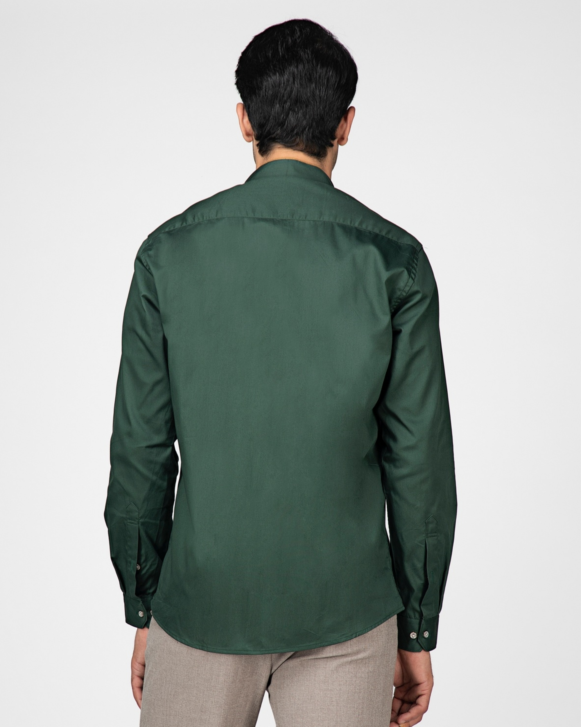 Forest green ethnic shirt with contrast panel detailing by Green Hill