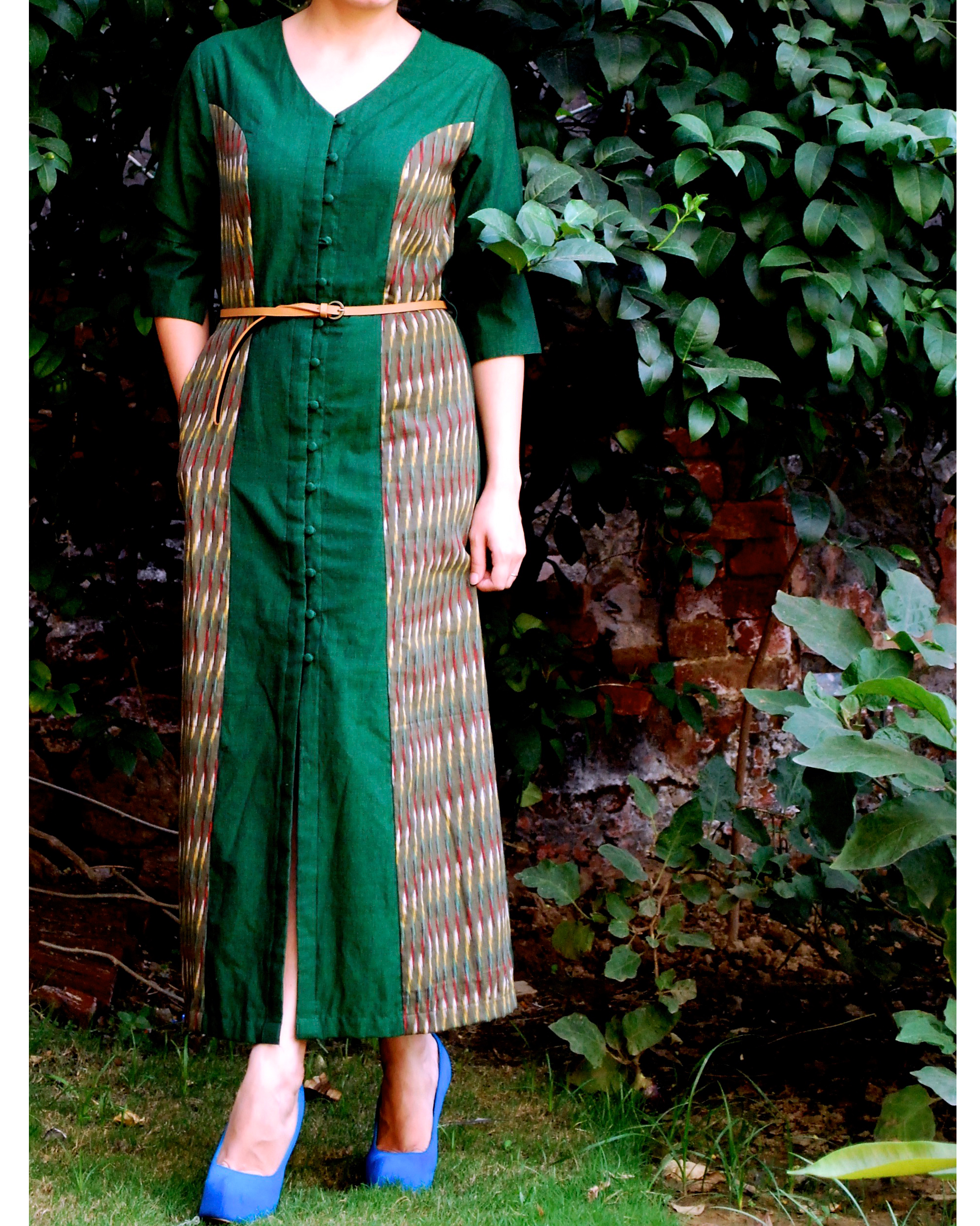 emerald green shirt dress