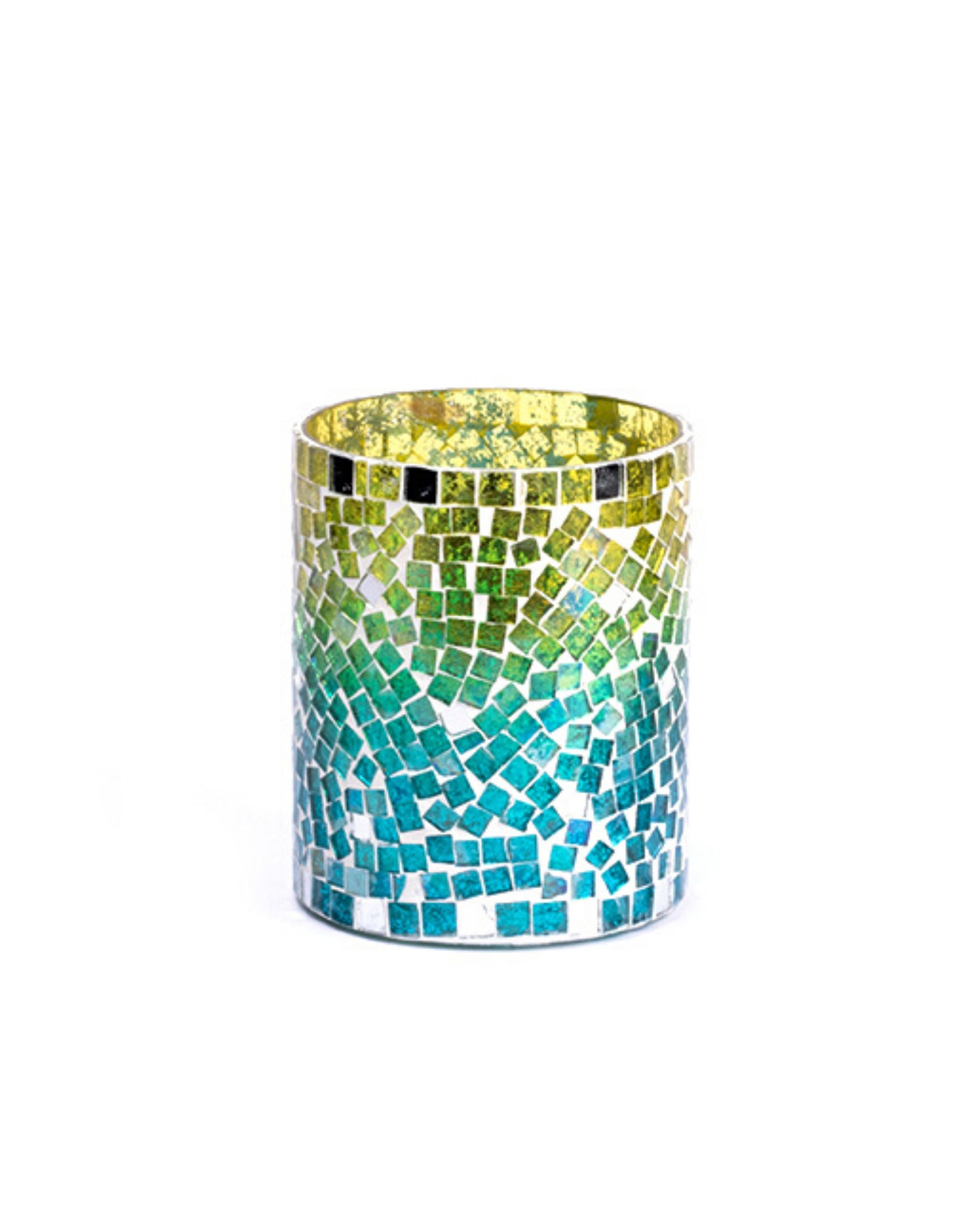 Aquamarine mosaic candle holder by The Talking Table The Secret Label