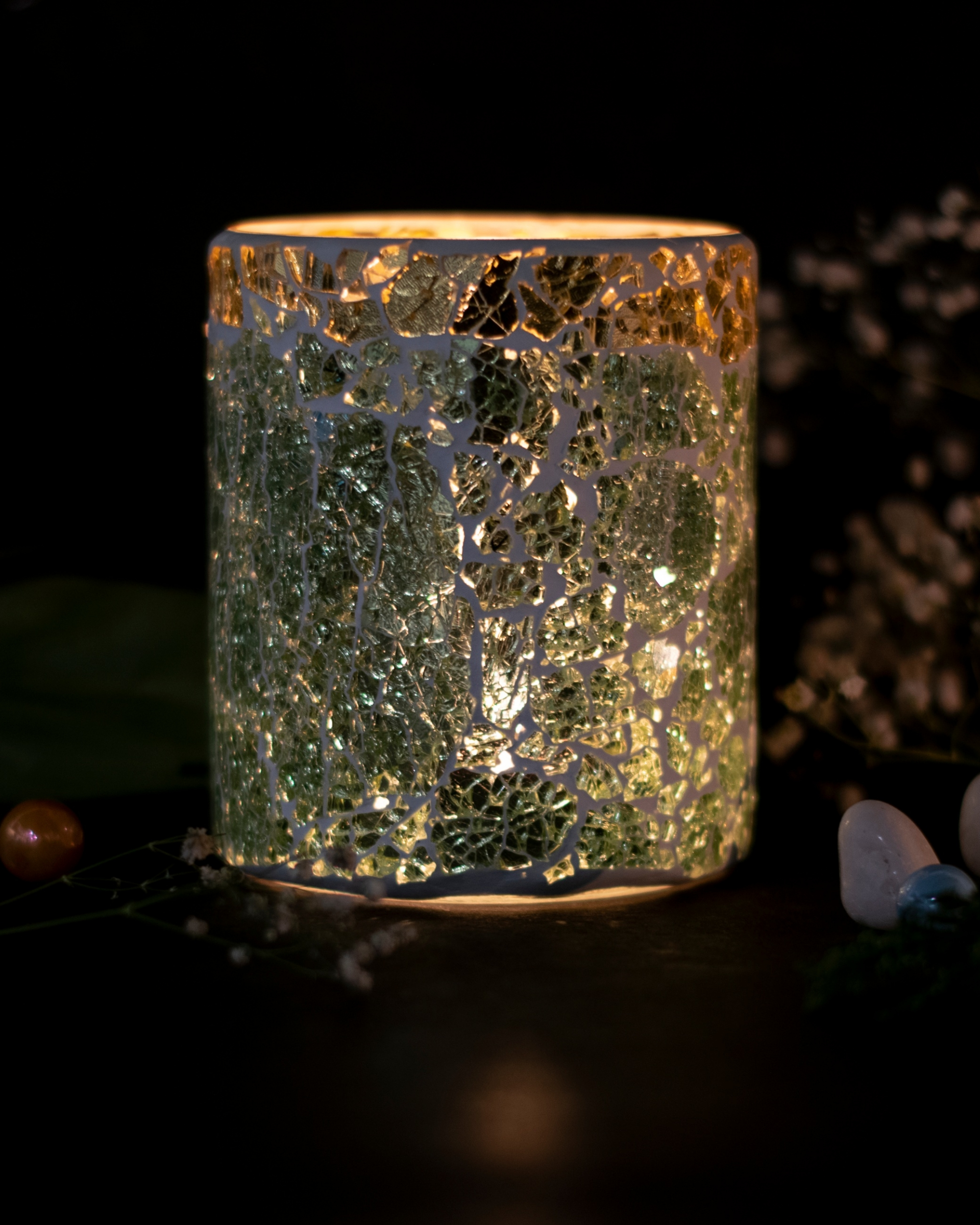 Emerald green mosaic candle holder by The Talking Table The Secret Label
