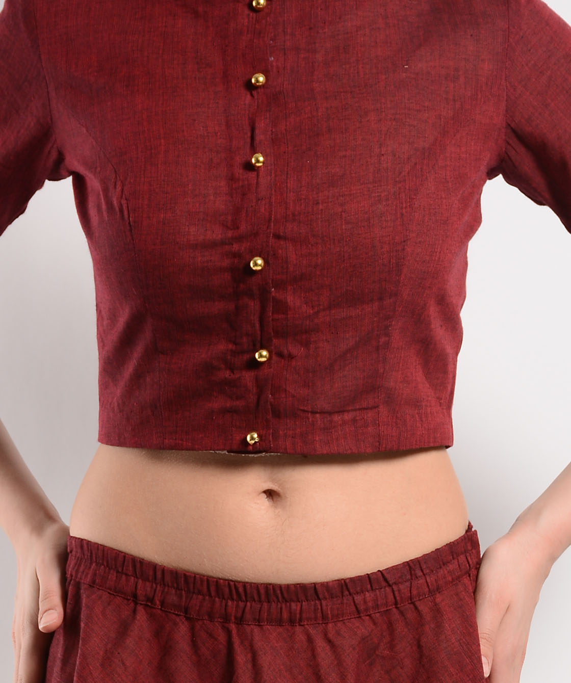 Maroon crop top and skirt set by ANS The Secret Label