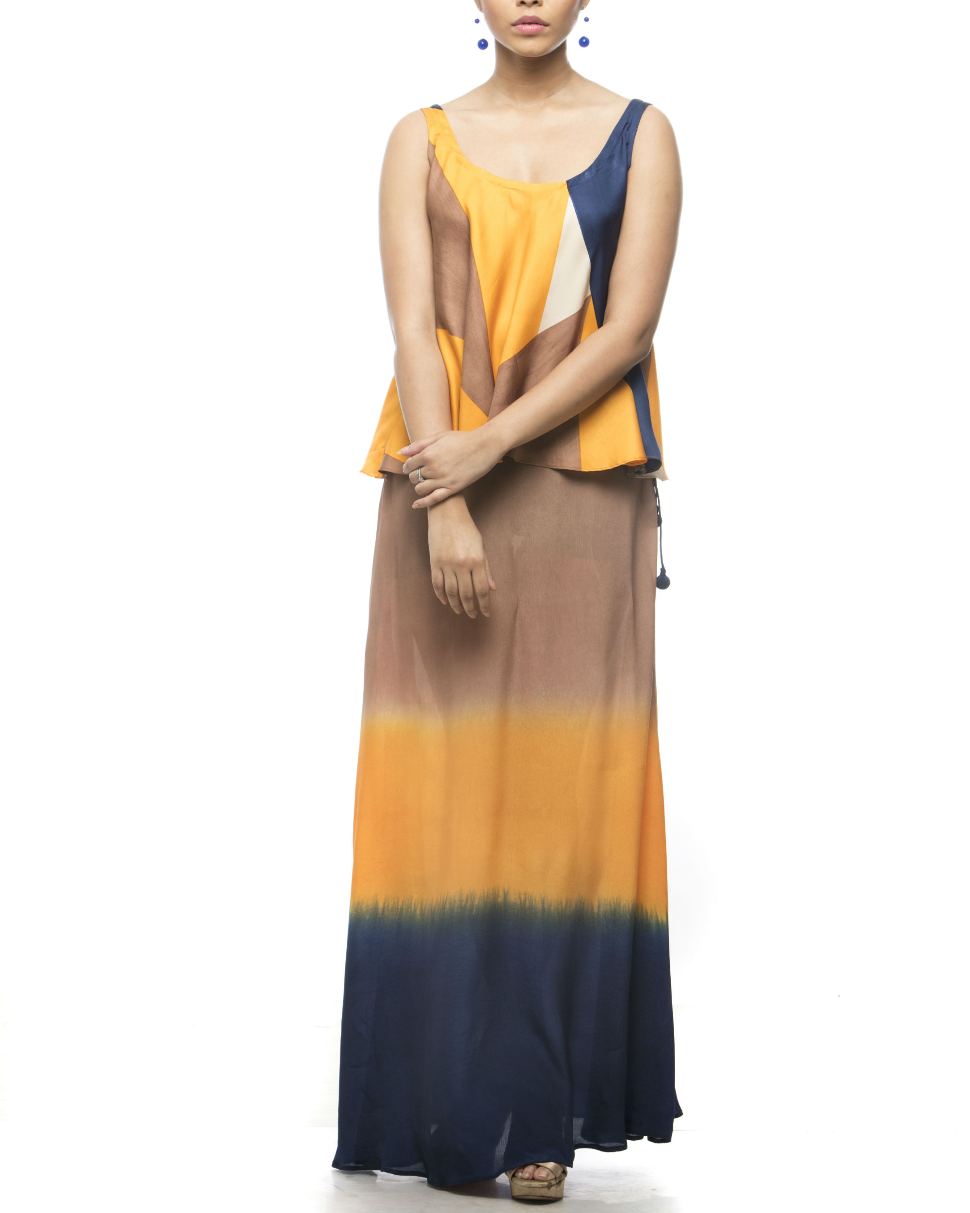 Silk crepe flared top by DEBARUN | The Secret Label