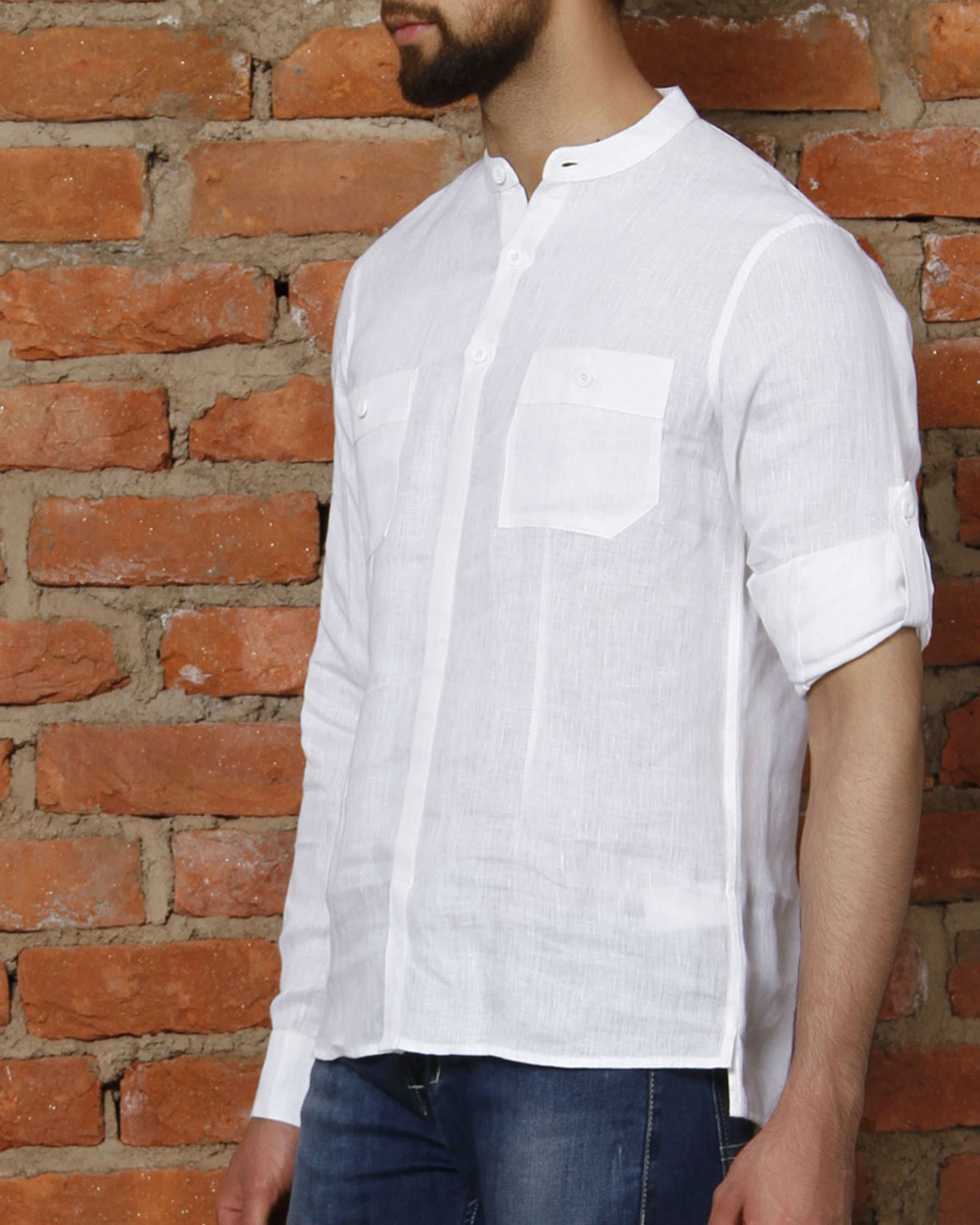 White linen kurta shirt by Vastragatha | The Secret Label