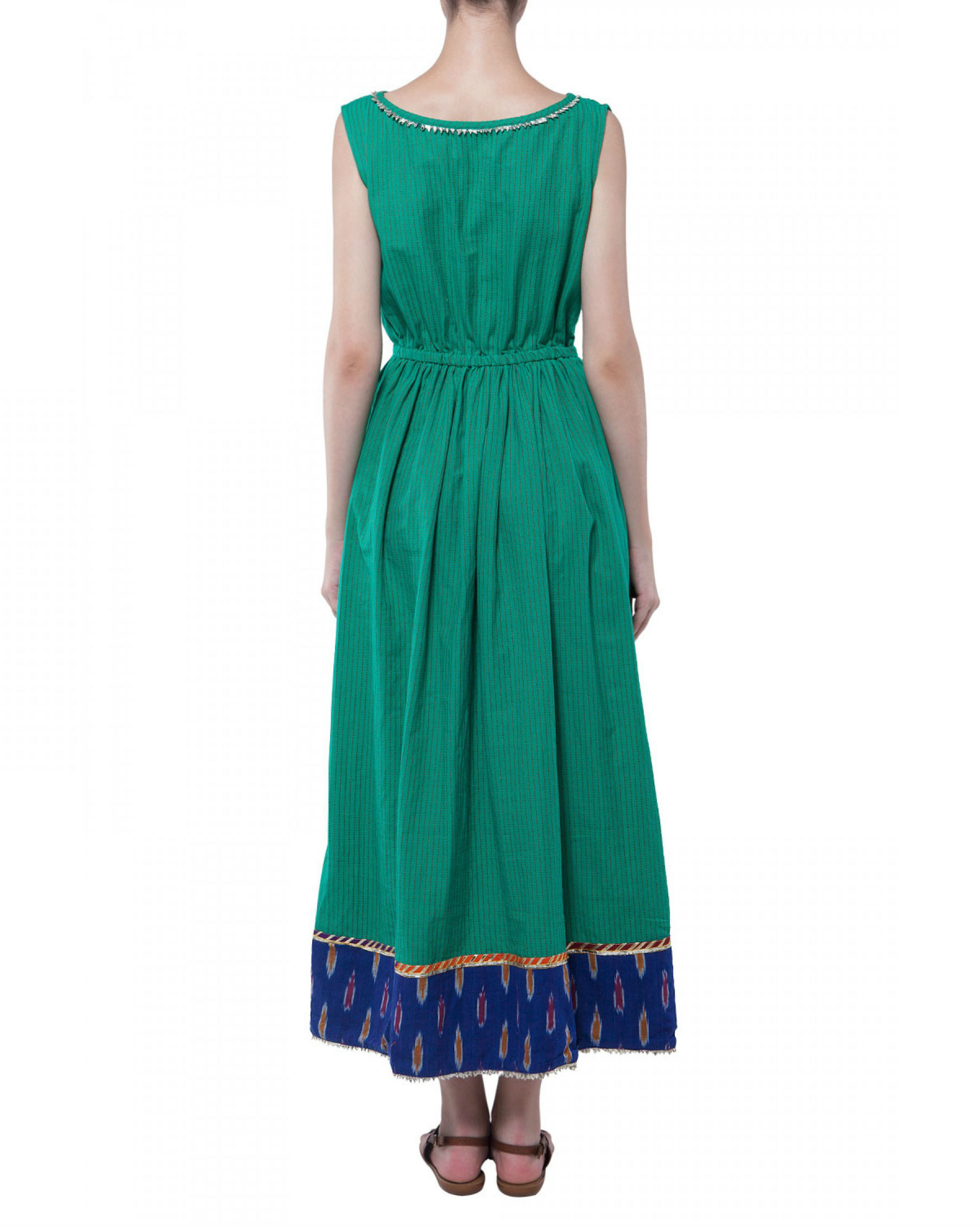 Green handloom dress by Free Living | The Secret Label
