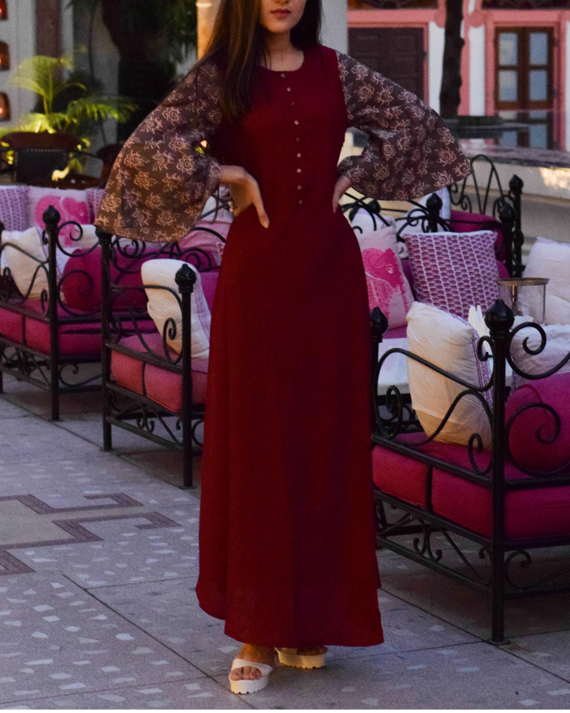 Maroon contrast dress by Keva | The Secret Label