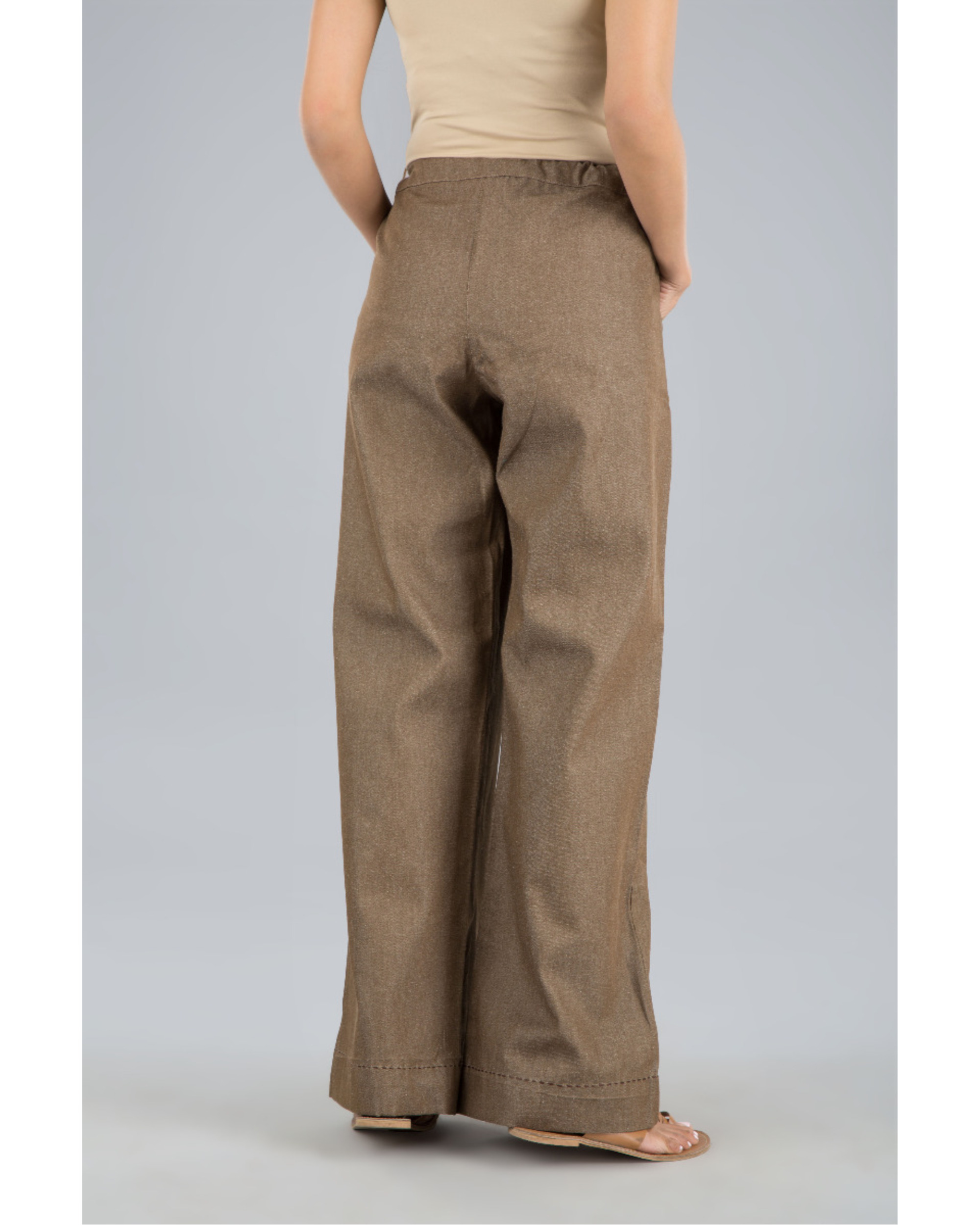 brown ribbed wide leg trousers