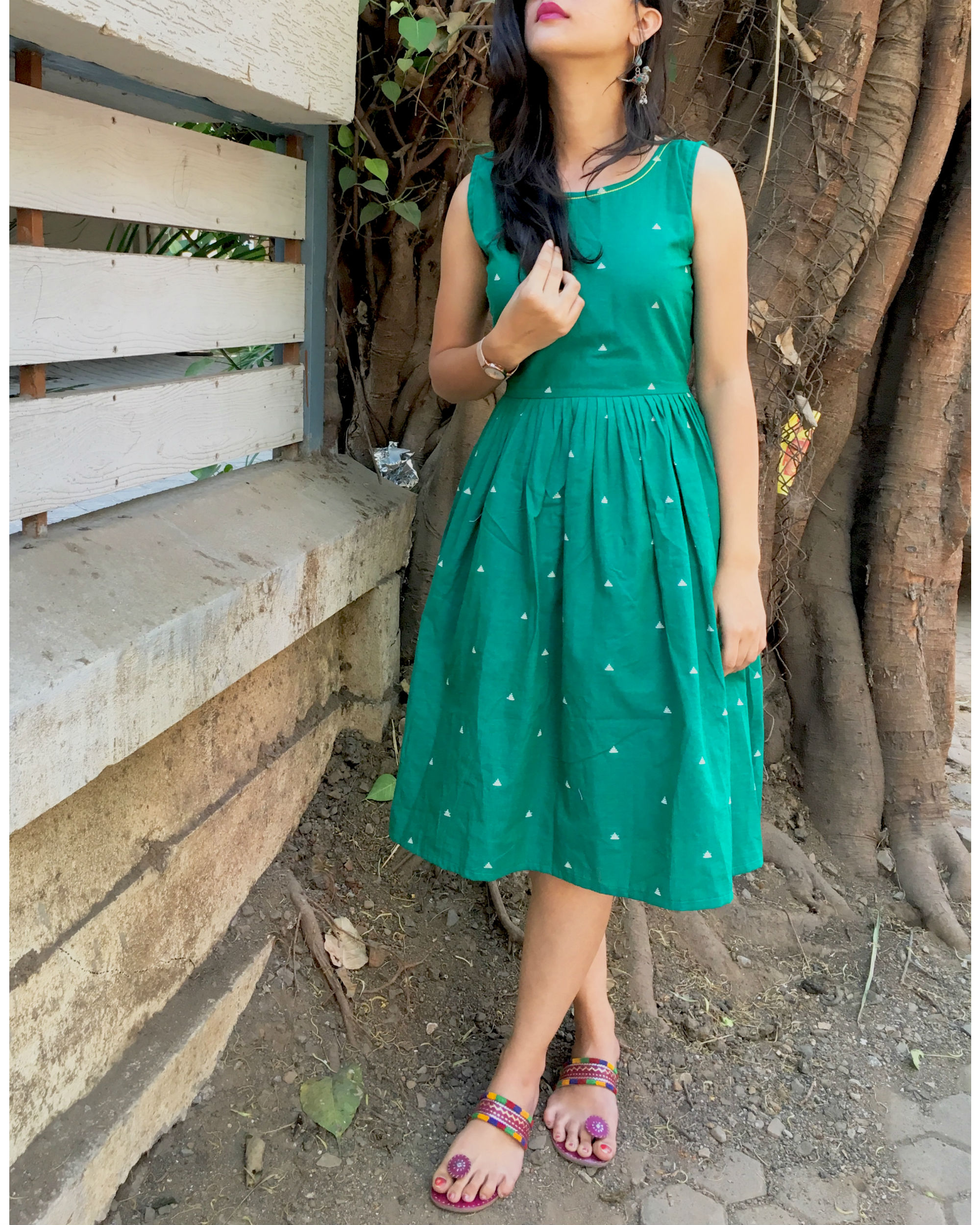 Green leaf dress by Threeness The Secret Label